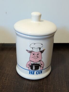 Vintage 1989 Bandwagon Fat Can Ceramic Kitchen Canister